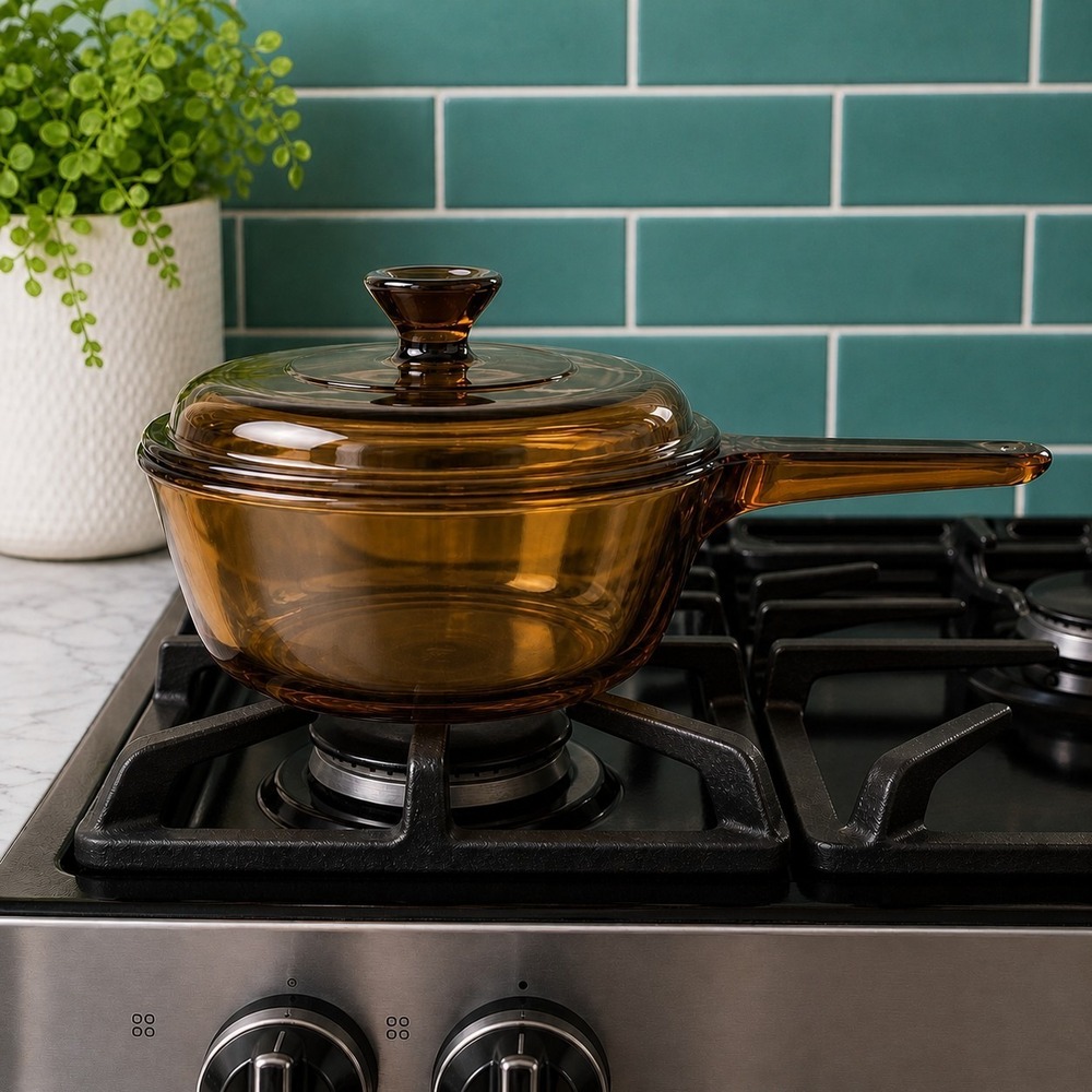 Corning Visions Amber Glass Saucepan/Lid 1.5 Liters Vintage Cookwear Replacement